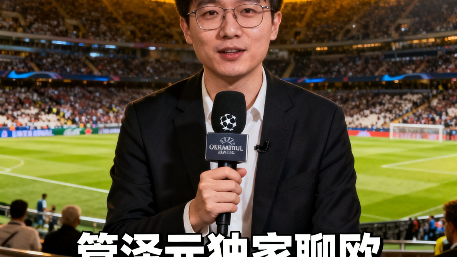 看个球签约解说员管泽元独家聊欧冠决赛前瞻，背景是伊斯坦布尔球场