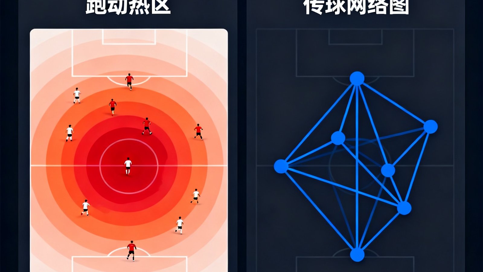 看个球数据面板新增跑动热区与传球网络图足球板块升级